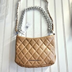 NWT!!!‎ French Connection Tan Quilted Shoulder/Crossbody Bag